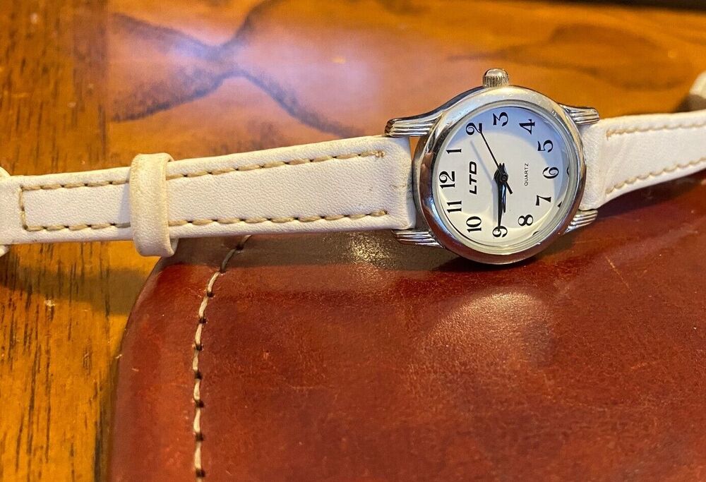 Women's Silver Tone LTD Quartz Watch, White Band, New Battery